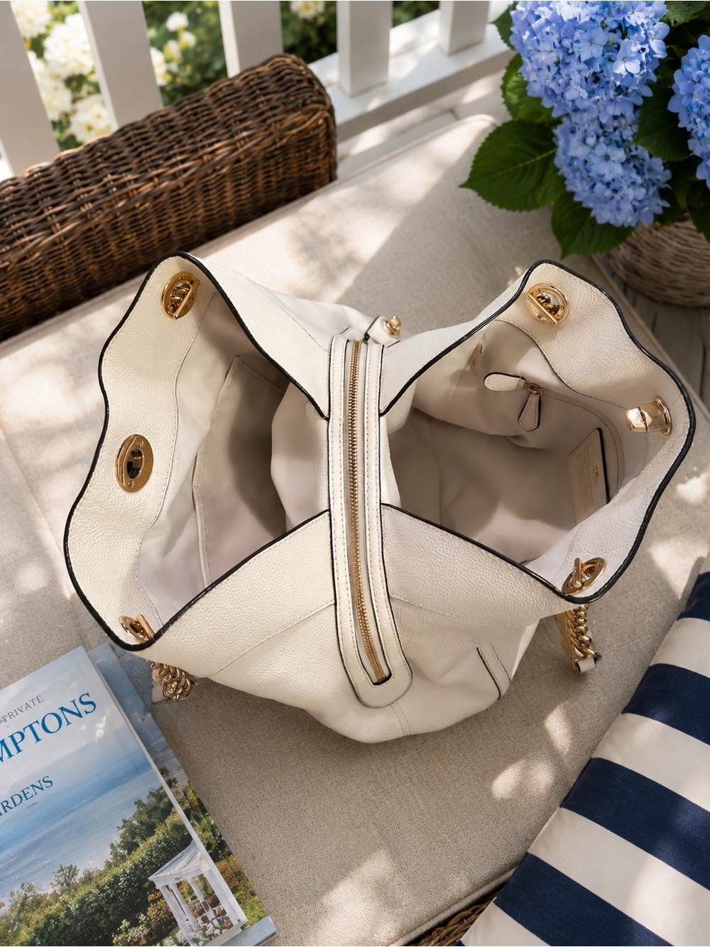COACH Turnlock Edie Shoulder Bag | Chalk Pebble Leather | Gold Hardware - Picture 8 of 8